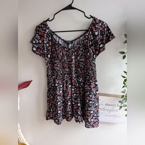Beautiful Black Floral Off-Shoulder Blouse - Women
